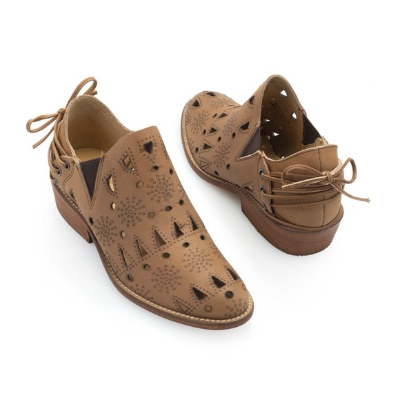 Musse & Cloud Shoes - Musse & Cloud "Coolise" Laser Cut Leather Stud and Harness Detail Ankle Boots